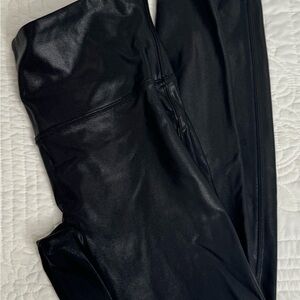 Spanx Faux Leather Leggings Black Size Large L High Rise Shaping Stretch Pants